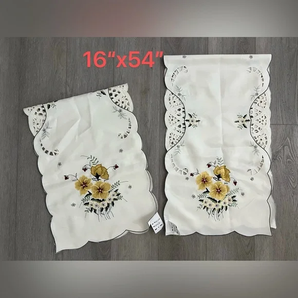 Floral Embroidered Table Runner - Picture 1 of 7